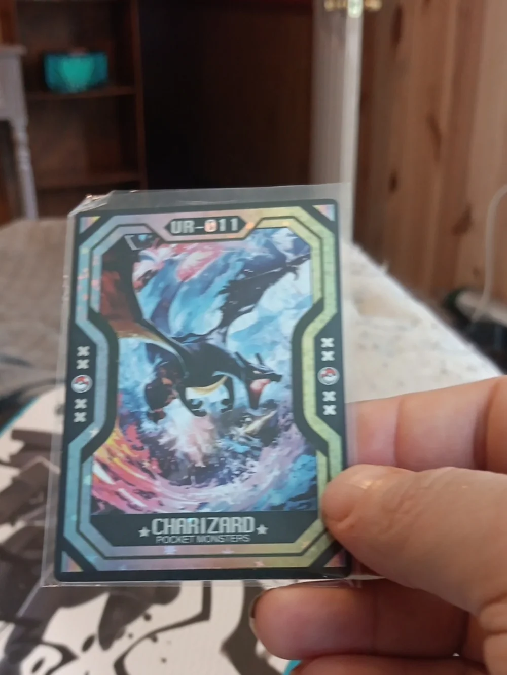 Pokemon Charizard Trading Card - Black, Blue, Red